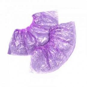 Бахилы п/э фиолетовые (усиленные) 100 шт (50 пар) в упаковке