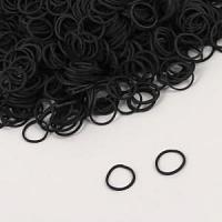 Резинки для волос силиконовые, набор, d = 1,5 см, 100 гр, цвет чёрный